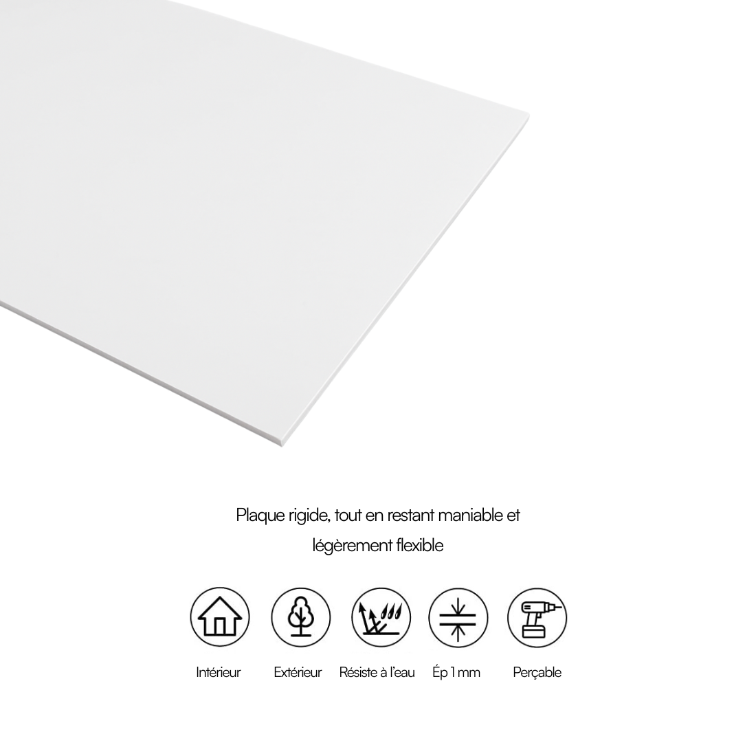 Plaque en PVC blanc - 200 x 200 mm (20 x 20cm) - Épaisseur 1mm - 5