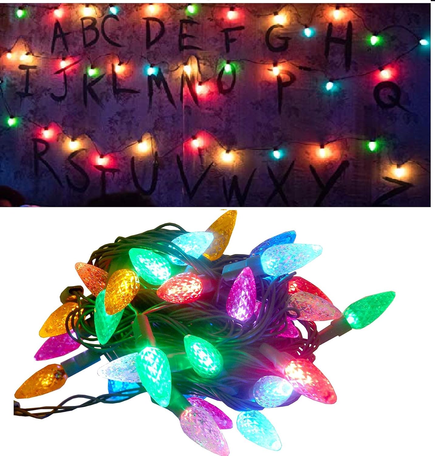 Girlanda świetlna LED na baterie, lampki do choinek, wielokolorowa dekoracja świąteczna na baterie, do użytku wewnętrznego/zewnętrznego, 50 LED