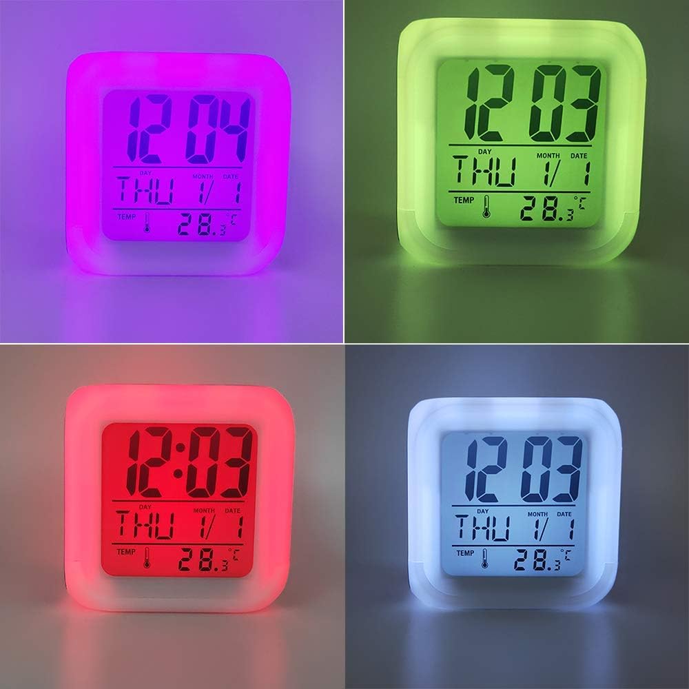 Réveil numérique licorne pour s, horloge cube LCD avec veilleuse LED, réveil enfant, horloge de chevet, cadeau d'anniversaire pour enfants et f - 3
