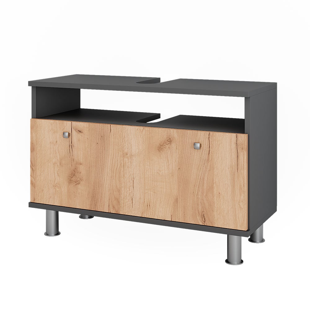 Vicco Szafka pod umywalkę Fynn, Antracyt/złoty dąb, 80.2 x 54 cm z szufladą