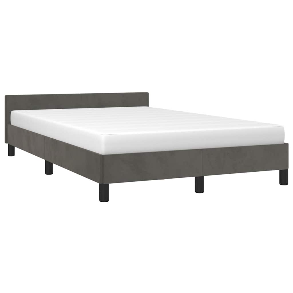 Cadre de lit sans matelas, velours, gris foncé, pour la chambre, 120 × 200 cm - 3