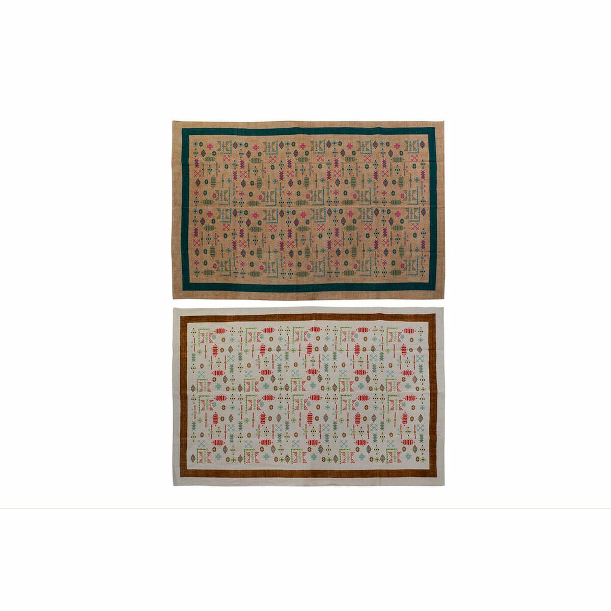 Alfombra dkd home decor 120 x 180 x 0,4 cm poliéster blanco ikat boho (2 unidades)