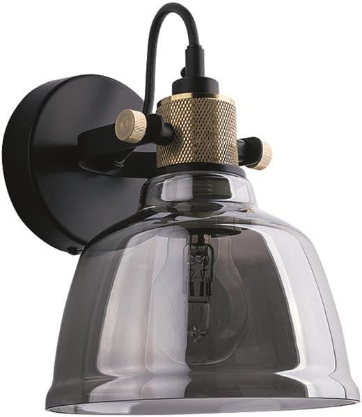 Kinkiet ścienny Amalfi czarny-mosiądz-złoty-dymiony 1xE27x60W wym: 20 x 20 x 20 cm szkło IP20 Nowodvorski Lighting