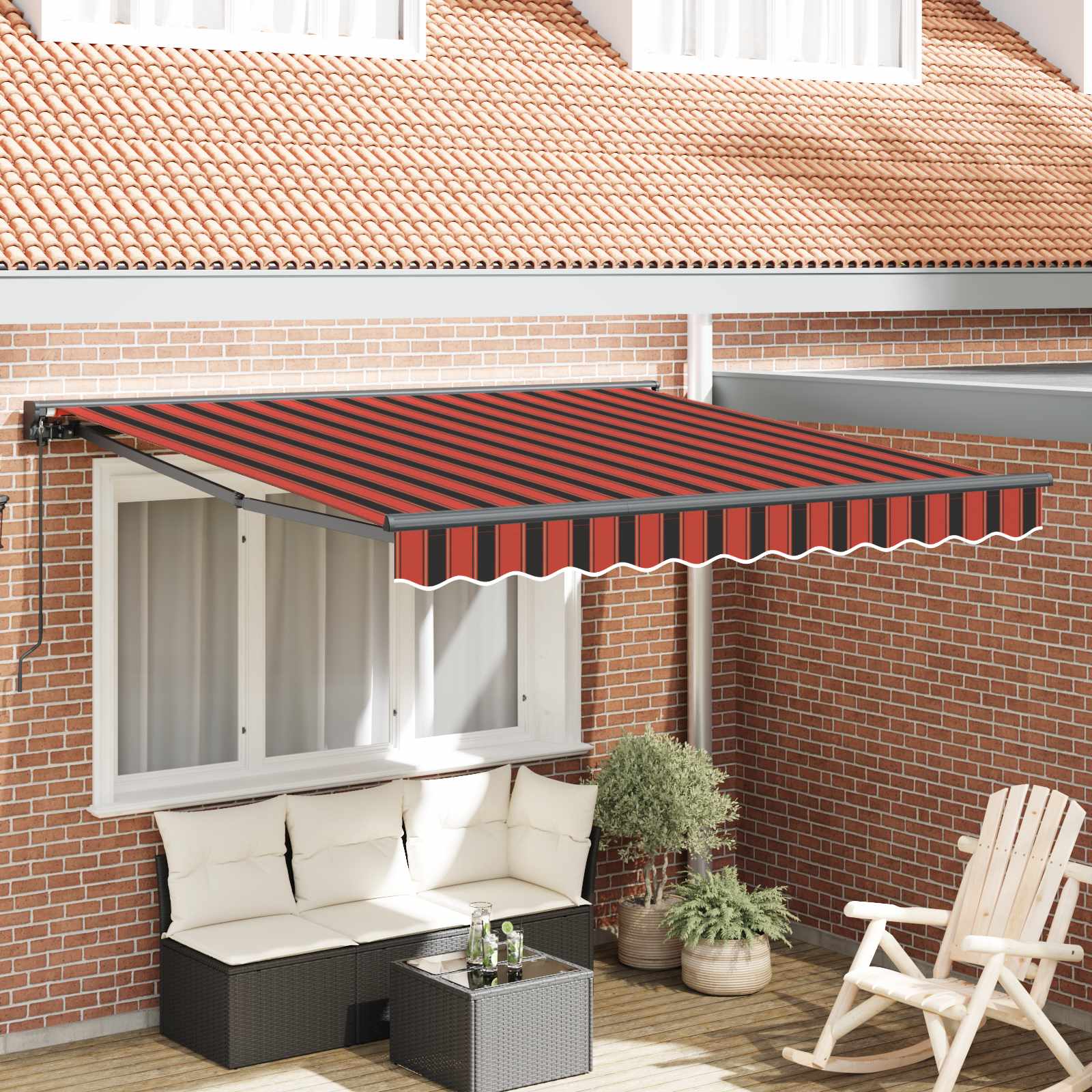 Rama markizy Pomarańczowy i Czarny 350 x 250 cm vidaXL
