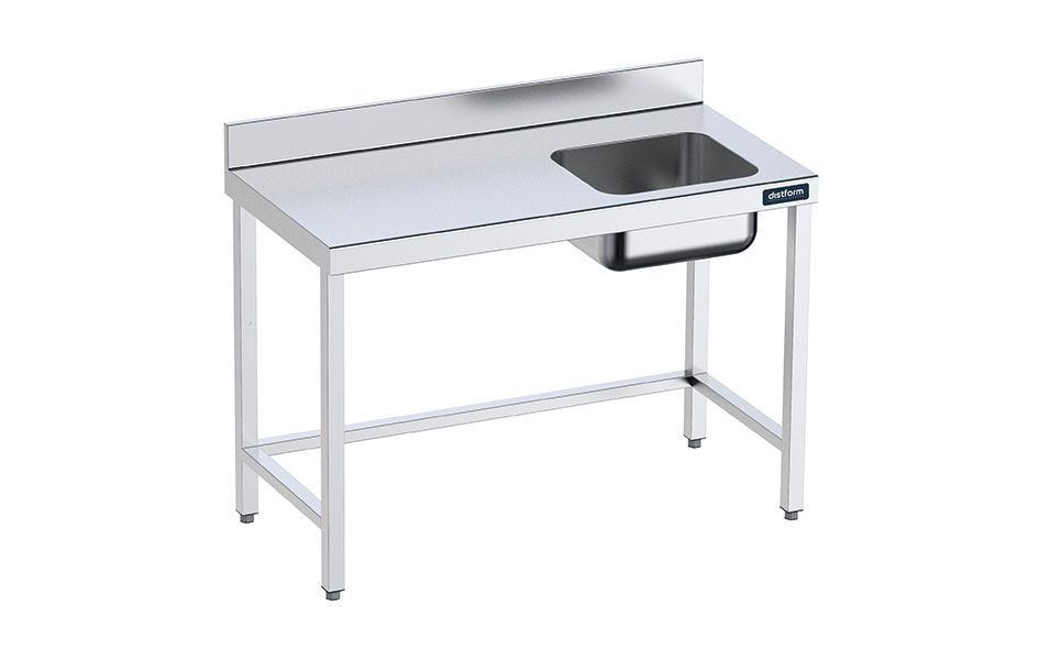 Table de chef Inox avec bac à Droite et renforts - Gamme 600 - Distform ...