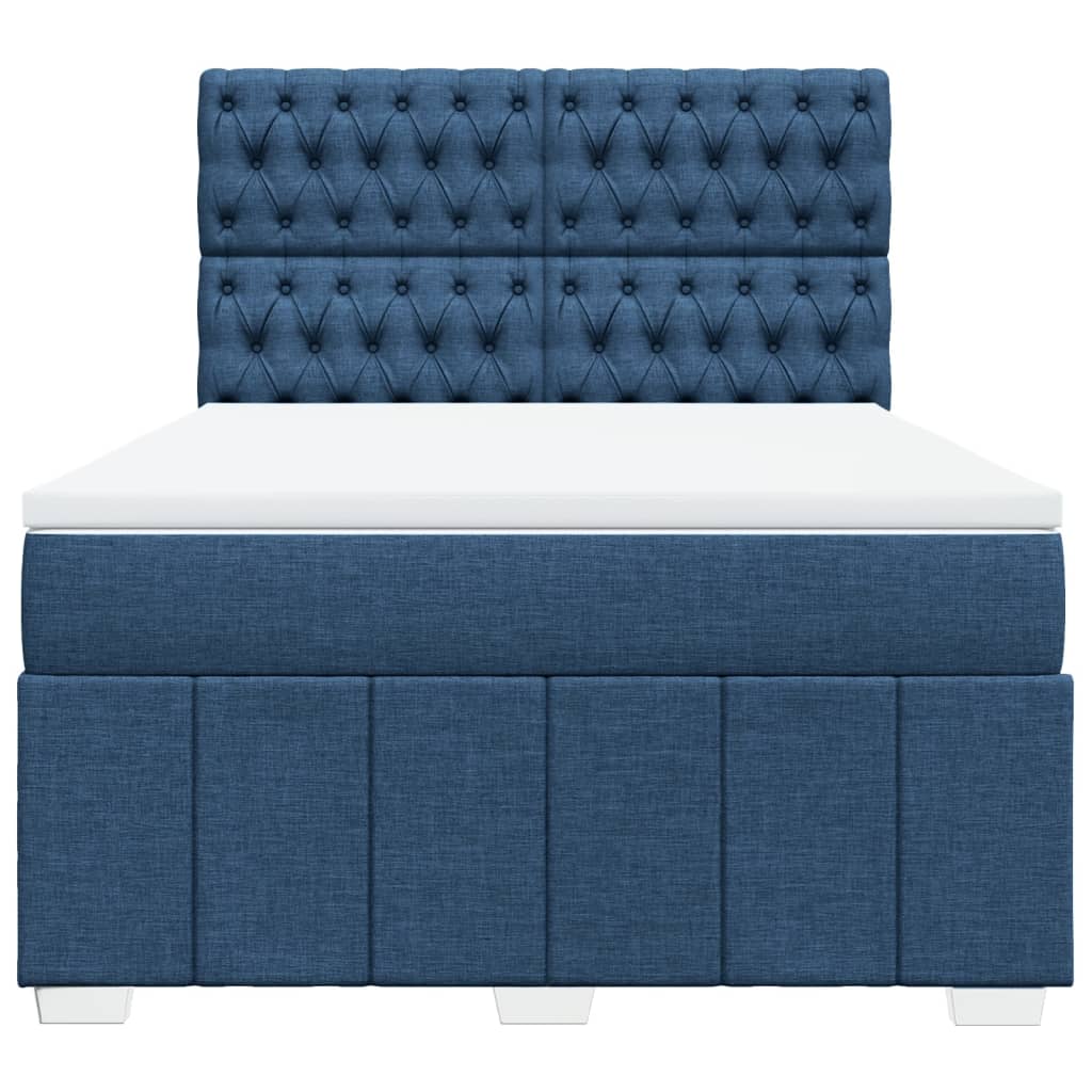 Sommier à lattes de lit avec matelas Bleu 160x200 cm Tissu — COMFORTXL - 4