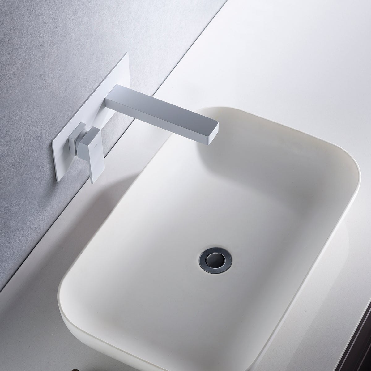 Imex - grifo lavabo empotrado | grifo empotrado baño con agua fría y caliente | grifo lavabo sobre encimera | serie suiza | color blanco mate