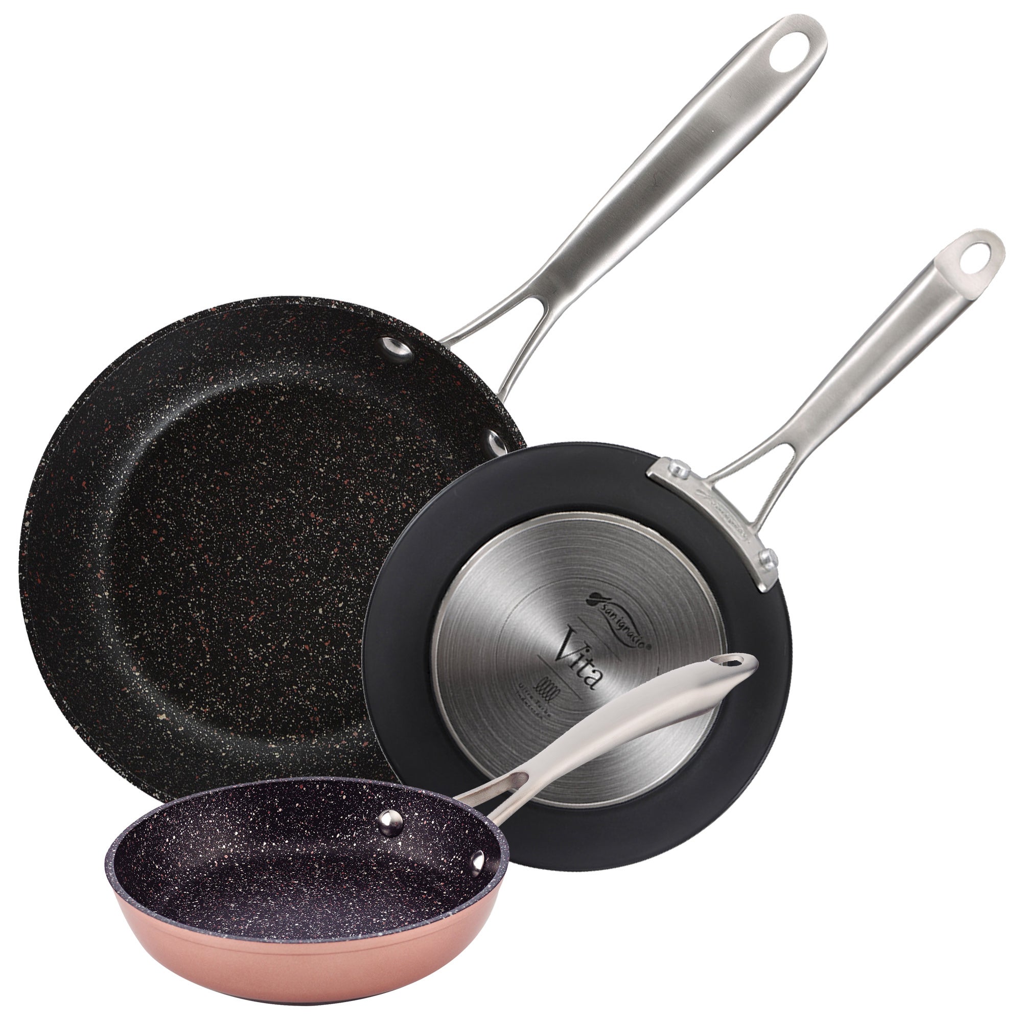 Set Di 2 Padelle In Alluminio Forgiato – 22 Cm Bianco + 26 Cm Nero – Antiaderenti, Fondo Induzione, Manico Soft Touch
