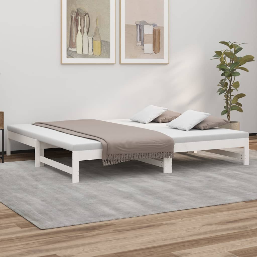 Łóżko rozsuwane, białe, 2x(80x200) cm, lite drewno sosnowe vidaXL
