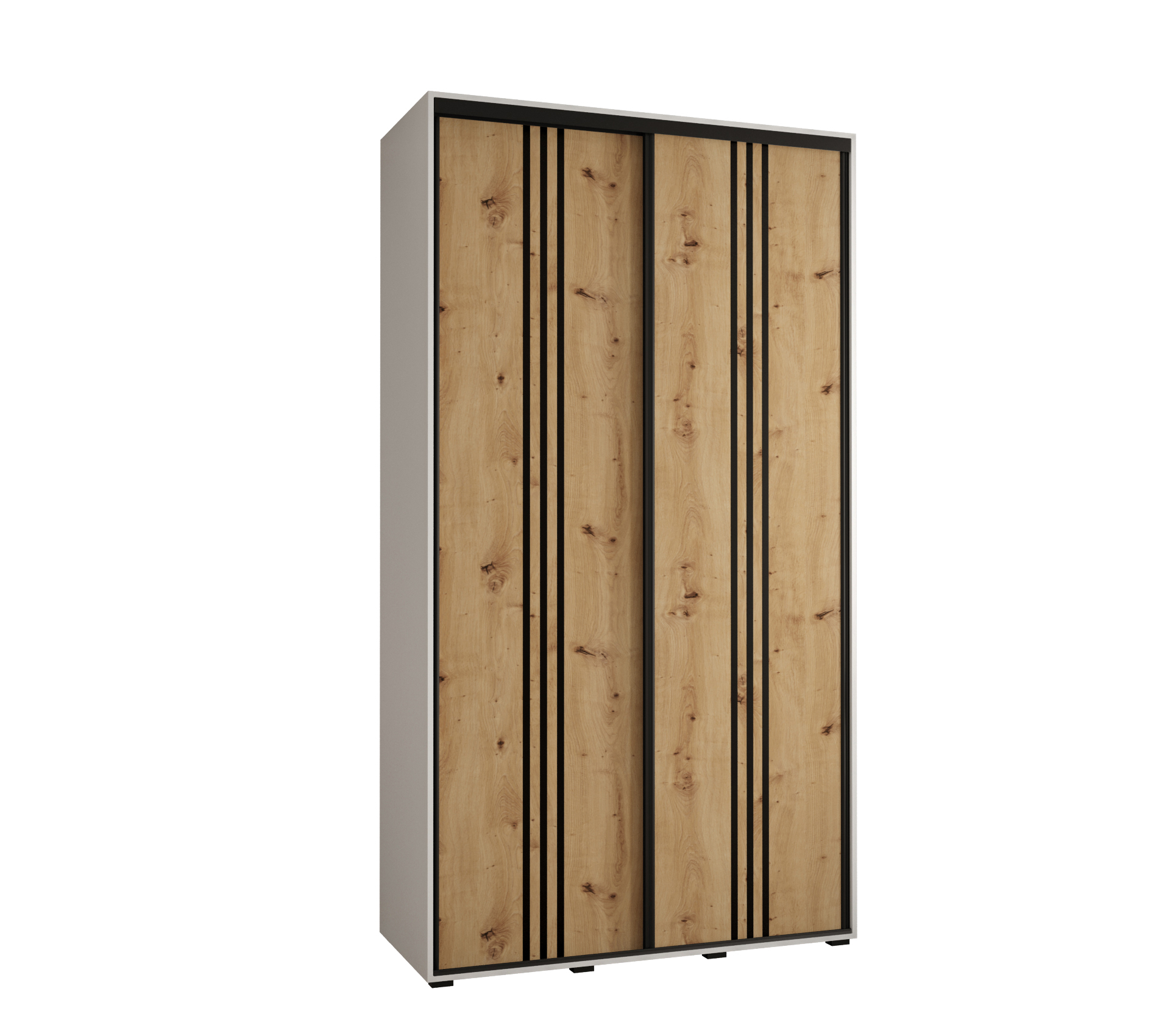 Szafa przesuwna wysoka Davos 6 140 x 45 x 235,2 cm biały + artisan + u. czarny - Abiks Meble