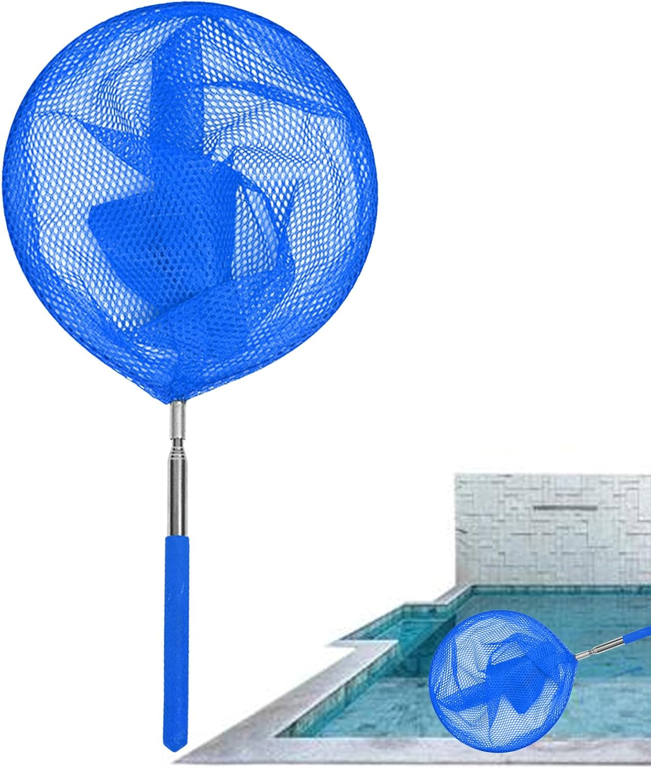 Générique Épuisette De Piscine, Filets De Pêche, Écumoire Télescopique pour Bassin, Épuisette De Nettoyage avec Perche, Petite Écumoire De Piscine - 8