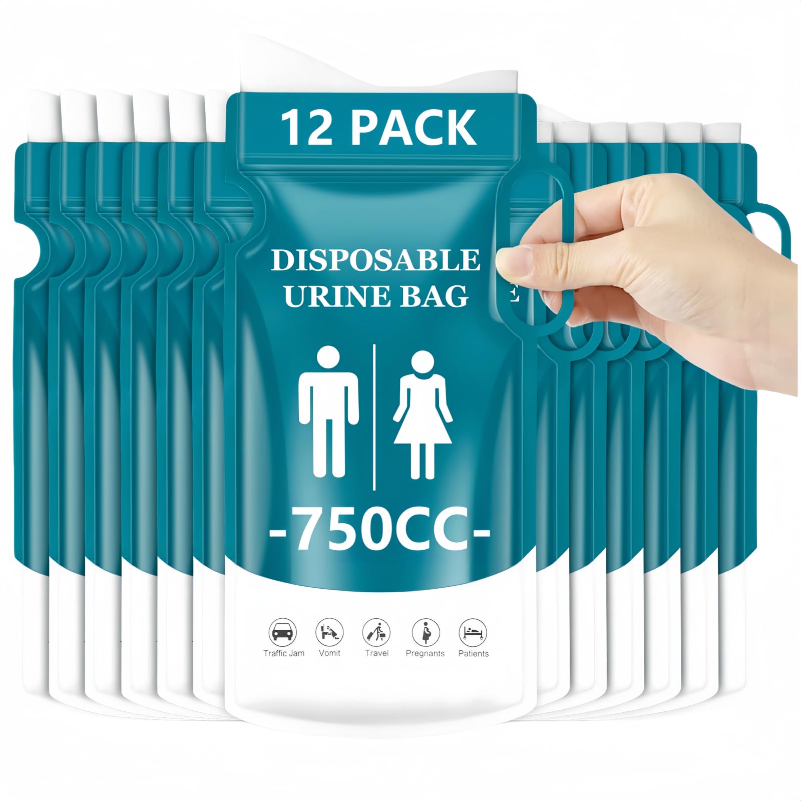 Lot De 24 Sacs à Urine Jetables 750 Ml – Polymère Absorbant, étanches, Avec Poignée, Pour Voyage, Camping Et Urgence