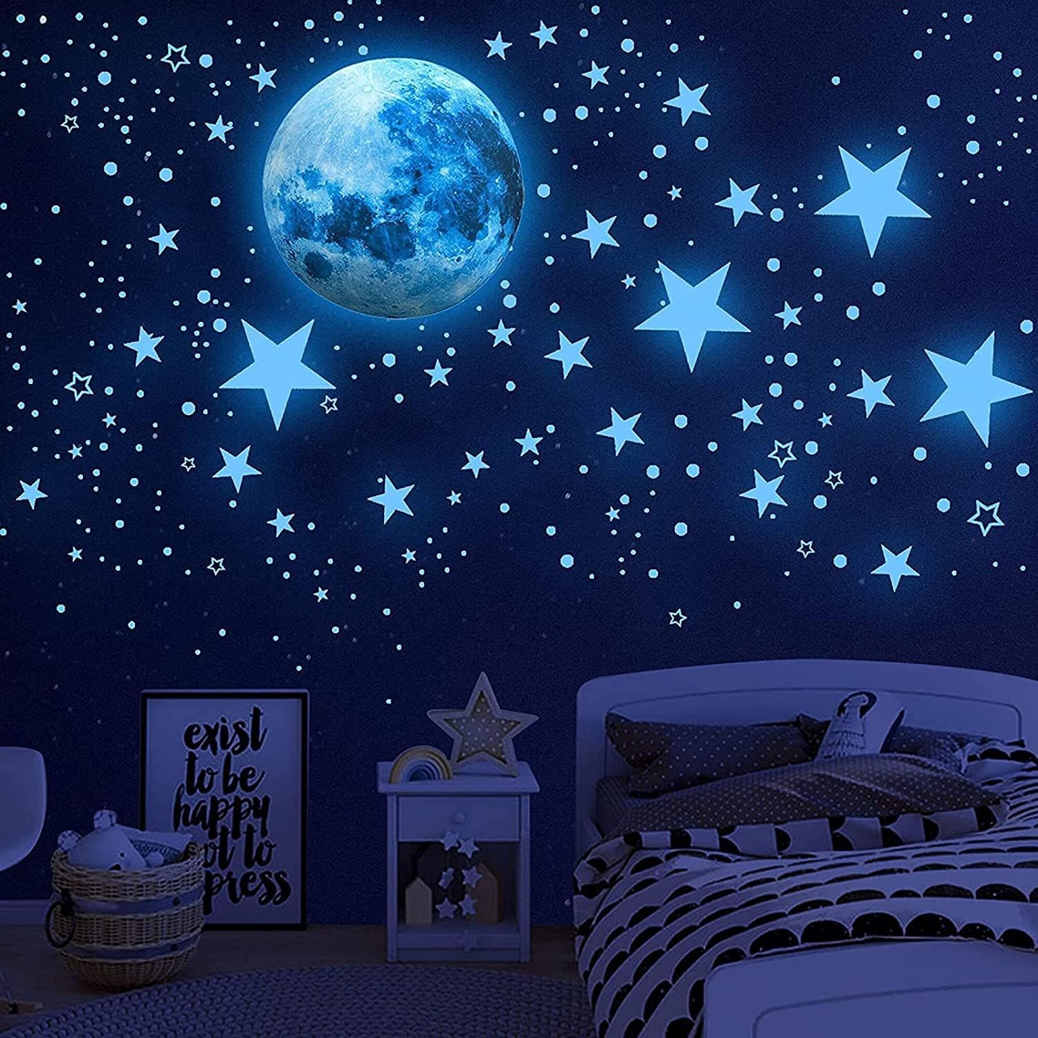 Little Deco Adesivo Murale Per Cameretta - Coniglietto Con Stelle 109x82 Cm - Rimovibile E Di Qualità