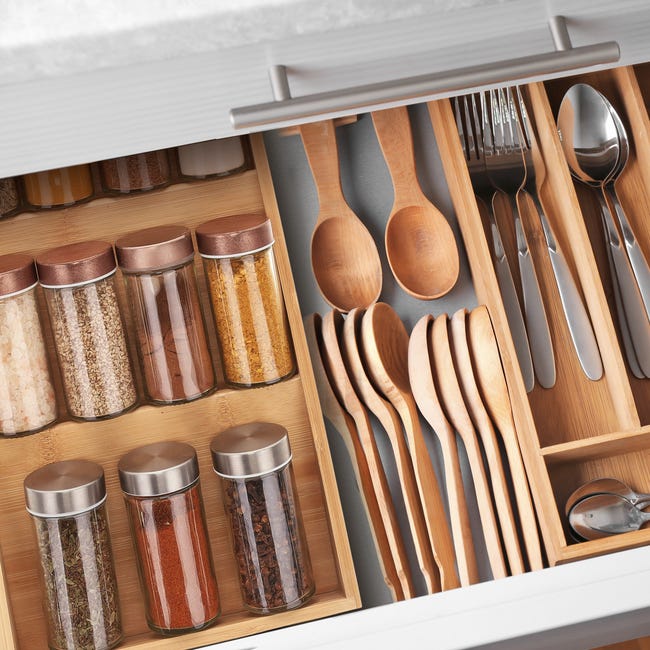 Muebles Organizar Especias En Cajon Especieros Para Cajones, Bambú