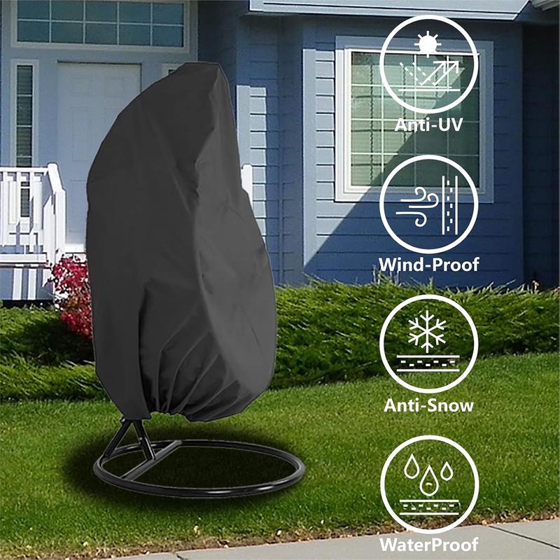 Housse fauteuil suspendu Oxford 210D imperméable, coupe-vent, 190x115 cm, noir - 2