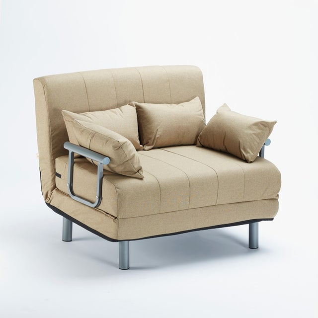 Fauteuil Convertible En Lit 3 En 1 - Dossier Réglable 5 Positions - Gris Clair - Dimensions 65x61x78 Cm (pliée)