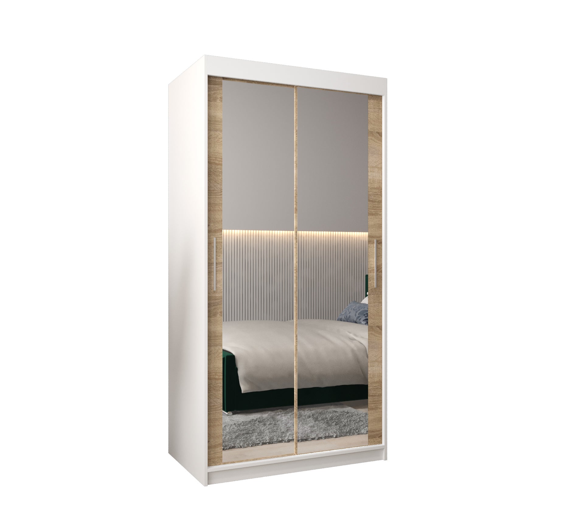 Szafa przesuwna garderoba TOKYO 3 100 x 62 x 200 cm Biały + Sonoma - Abiks Meble