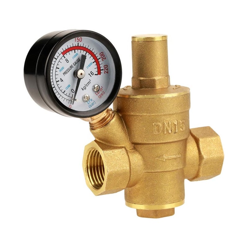 Reduktor ciśnienia wody DN15, regulowany mosiężny regulator ciśnienia wody z manometrem, odpowiedni do domu, budynku i fabryki