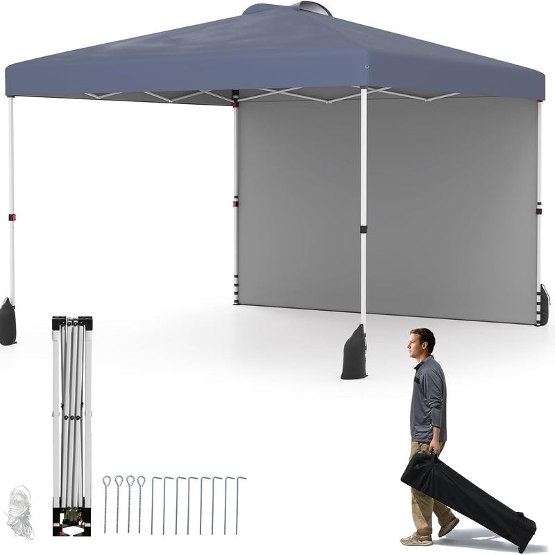 Składana Altana 3x3 z Boczną Ścianką | Składany Namiot Imprezowy | 3 Wysokości | Torba na Kółkach | Namiot Imprezowy na Targi Camping (Szary)