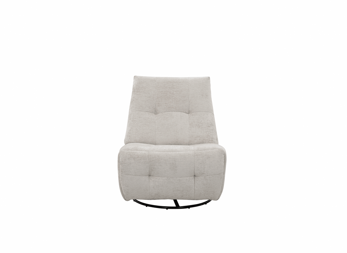 Fauteuil relax pivotant en velours chiné beige LISON - 5
