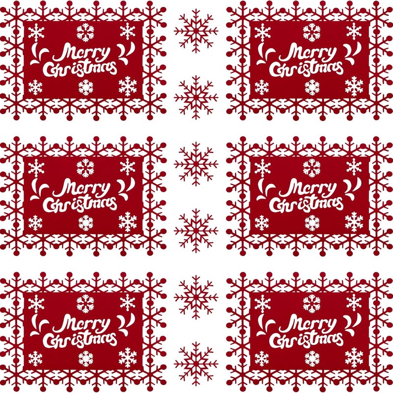 Zestaw 12 podkładek/podstawek z filcu w kształcie płatków śniegu, idealnych na zimową dekorację stołu bożonarodzeniowego