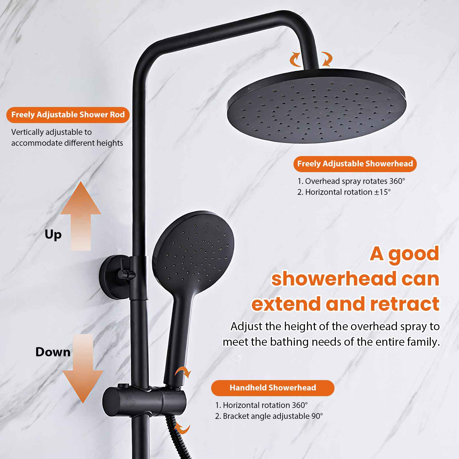 Juego de ducha con filtro anti-salpicaduras, roseta giratoria 360°, cuerpo de latón, diseño ahorrador de agua y presión, ideal para hogares y hoteles - 4
