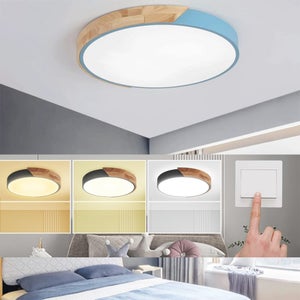 Plafoniera LED Design In Legno Con Stampa Corna Di Cervo – Lampada Da Soffitto Rotonda 30/40/50 Cm – Luce Regolabile Per Camera Da Letto E Soggiorno - 4