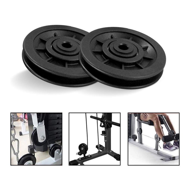2 pcs Roue de Poulie à Roulement Universel Poulie Musculation Poulie en Noir Plastique Universelle Pièce d'Équipement Pour Porte de Garage - 3