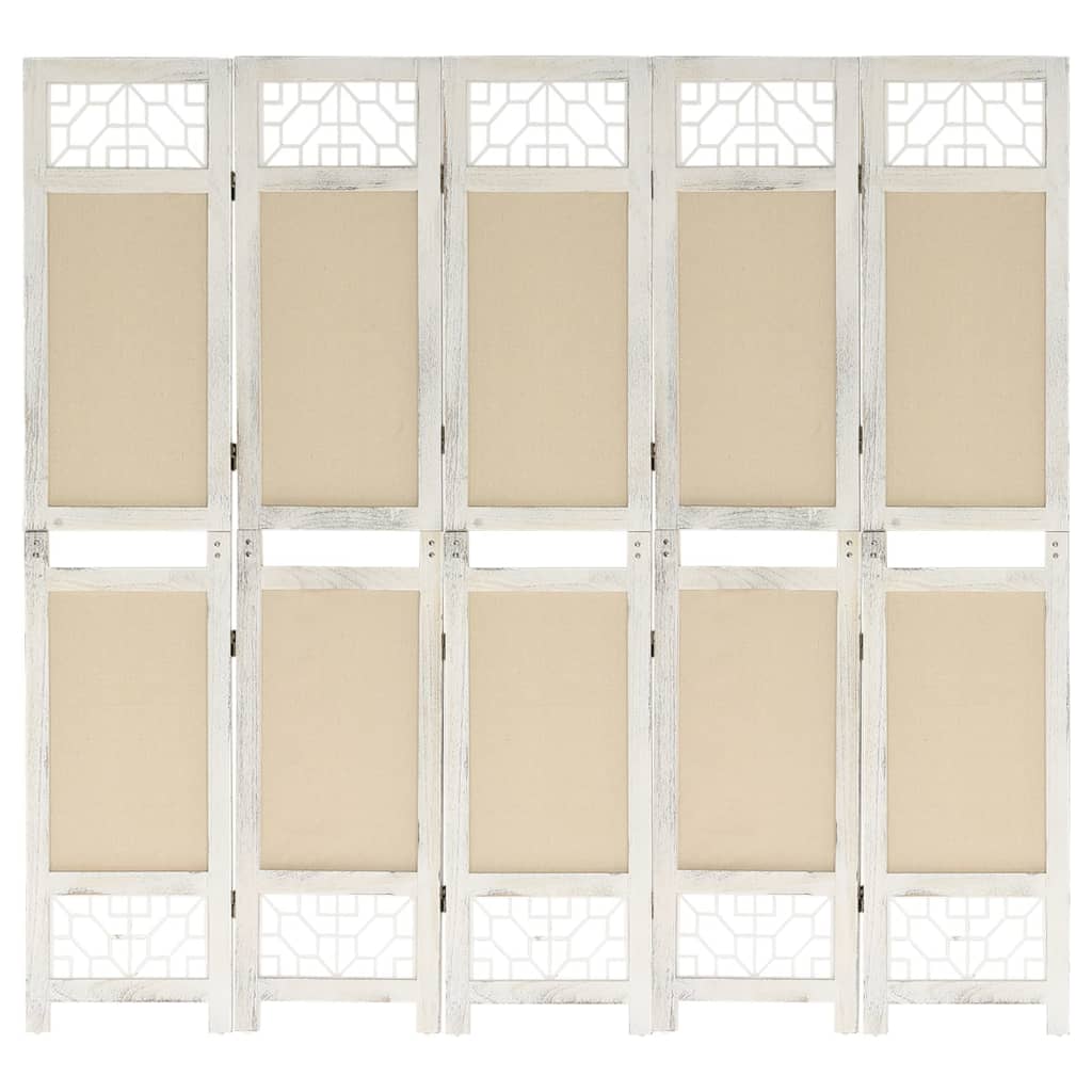 Maison exclusive - biombo divisor de 5 paneles de tela color crema 175x165 cm