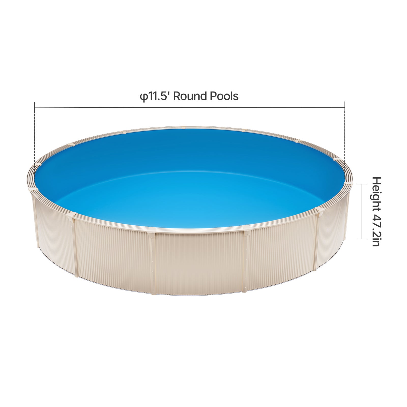 Revêtement piscine rond,SucceBuy 350x120 cm,revêtement vinyle de calibre standard,adapté aux piscines hors sol de 120 cm de hauteur,couleur unie - 2