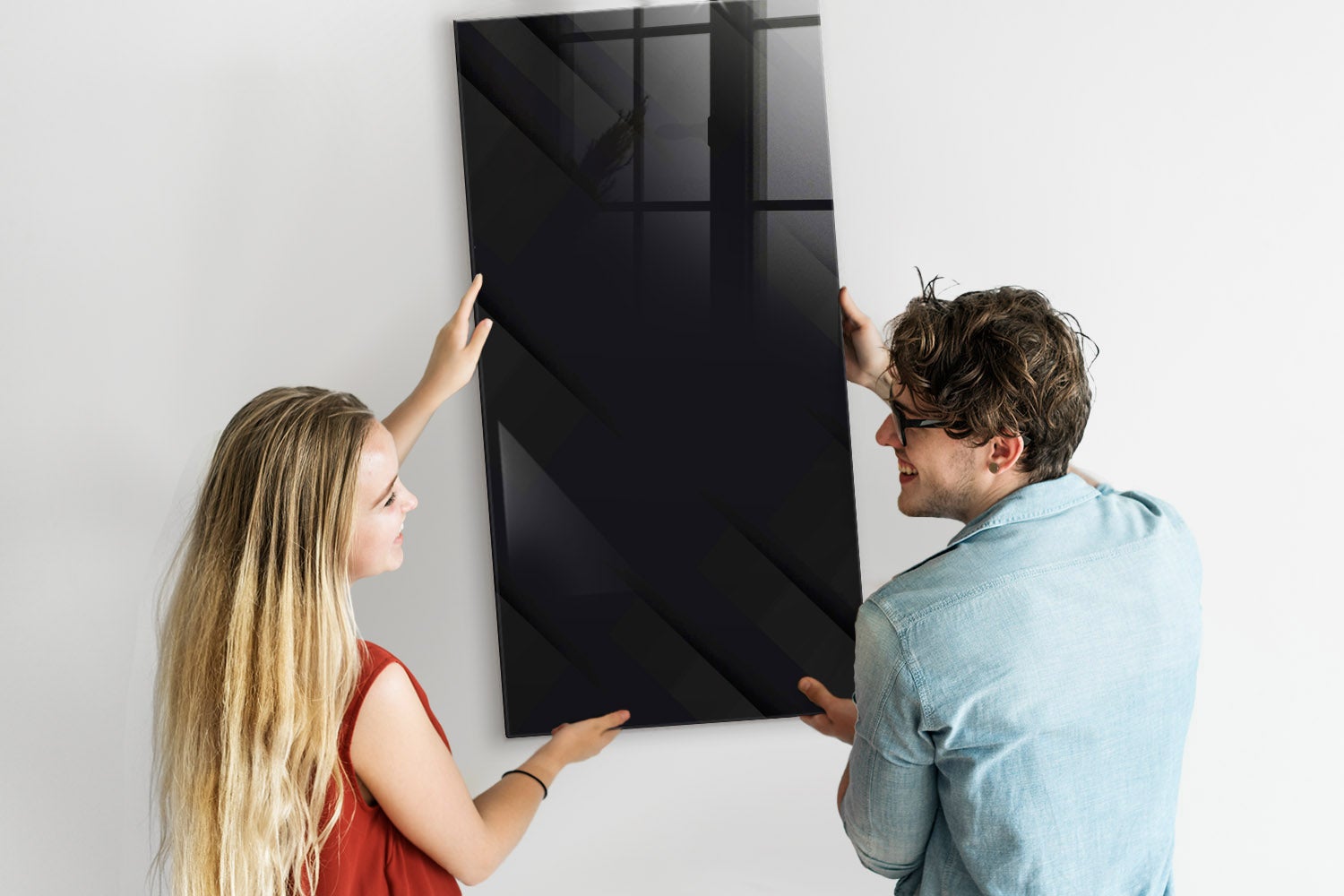 Tableau magnétique mural, Tulup - 60x120 cm - Toile unie, 5 aimants, une éponge, un marqueur blanc - 2