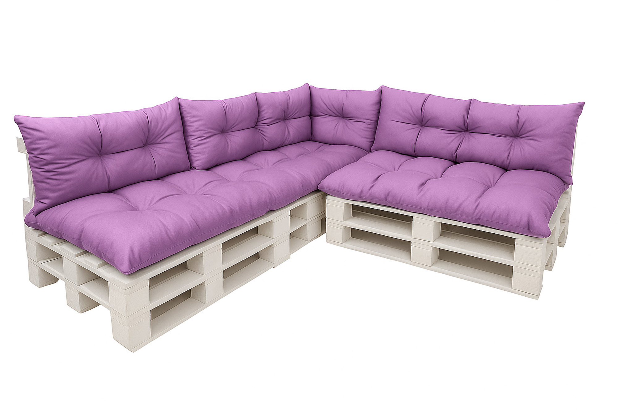 Komplet poduszek ogrodowych na palety 3x120x80cm 3x120x40cm + 60x40cm, wygodne poduszki na meble z palet fioletowe
