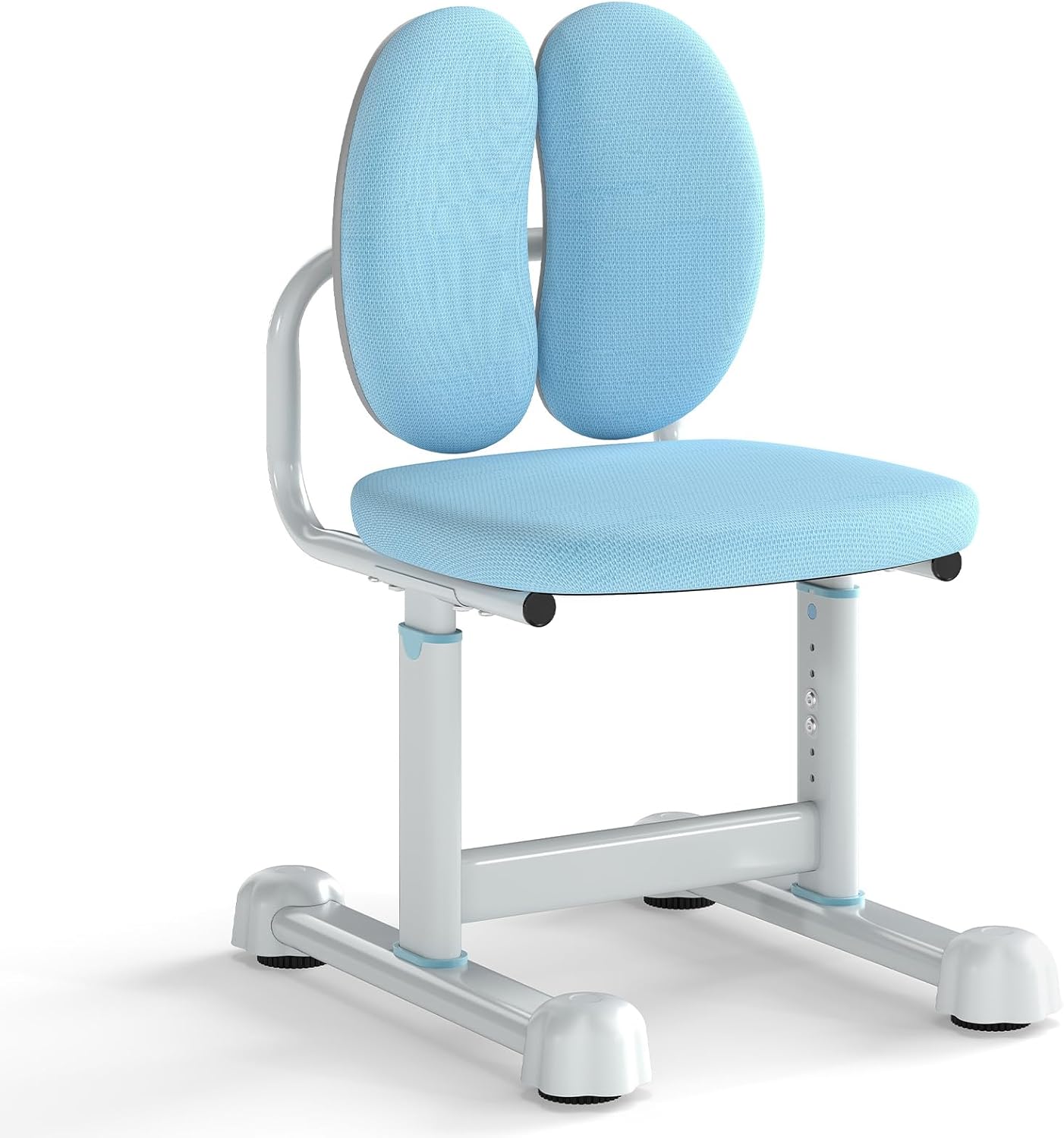 Krzesło Biurowe dla Dzieci, Ergonomiczne Krzesło do Nauki z Regulowaną Wysokością 68-76cm, Podwójnym Oparciem, z Regulacją Antypoślizgową (Niebieskie)