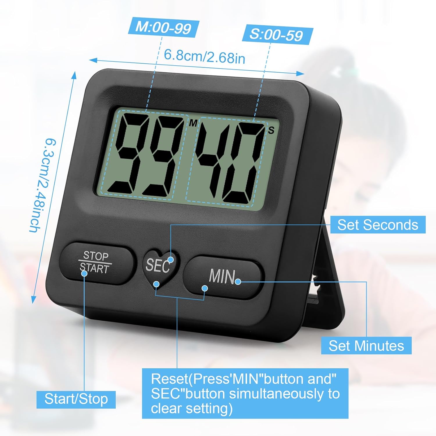 Cronometro Mesa Temporizador De Cocina Digital Pantalla Grande