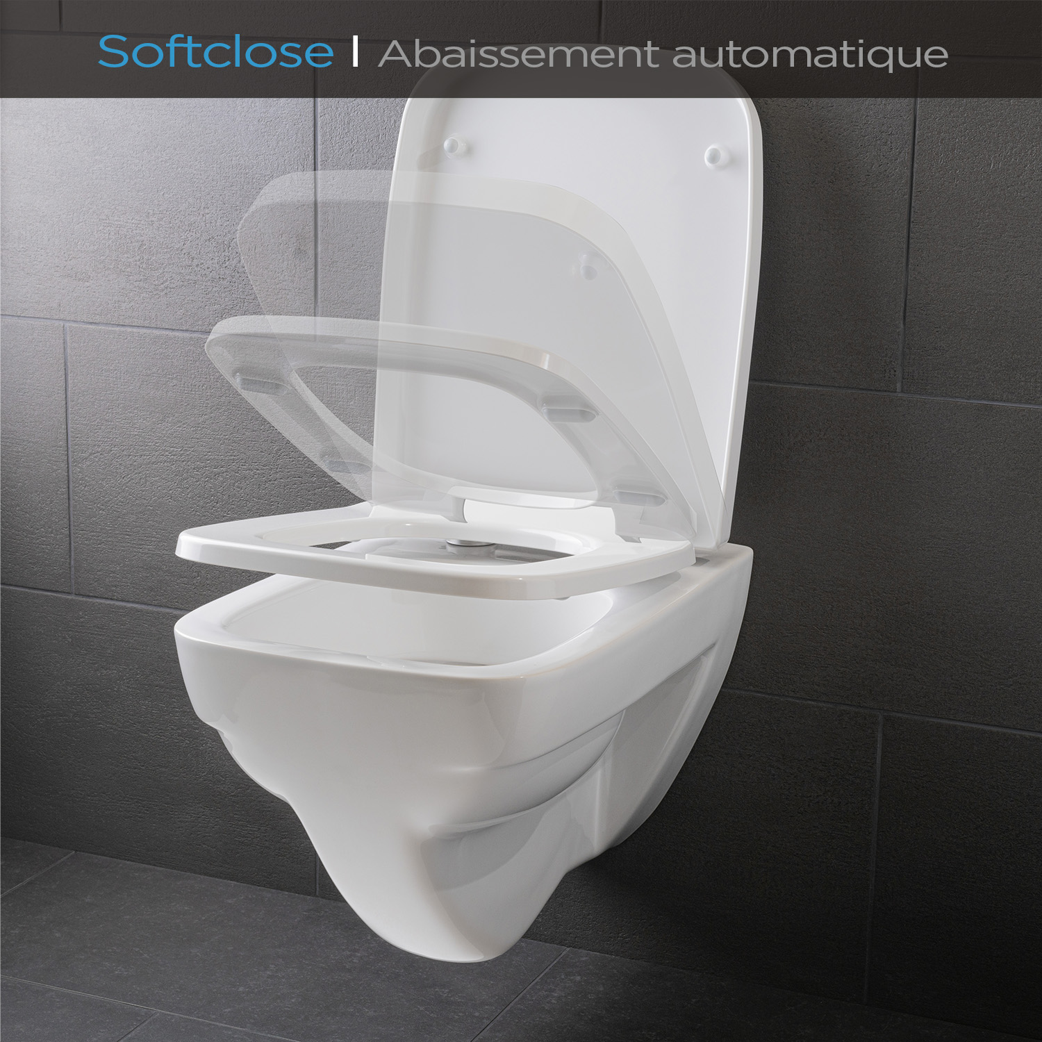 Dombach by Blumfeldt Lamera Abattant WC antibacterien avec frein de chute Lunette de toilette Cuvette WC Blanc Leroy Merlin