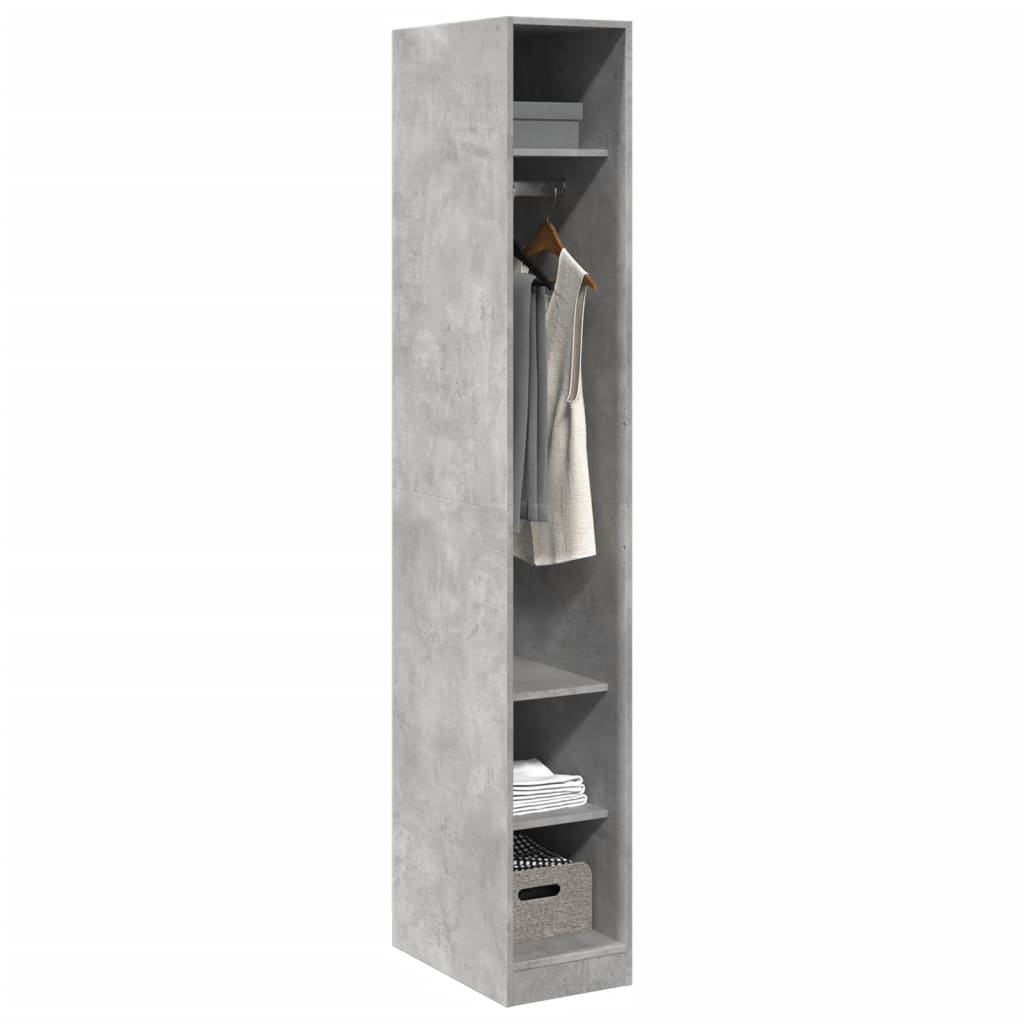 Garde-robe | Armoire de rangement gris béton 30x50x200 cm bois d'ingénierie CFW671209 - 3