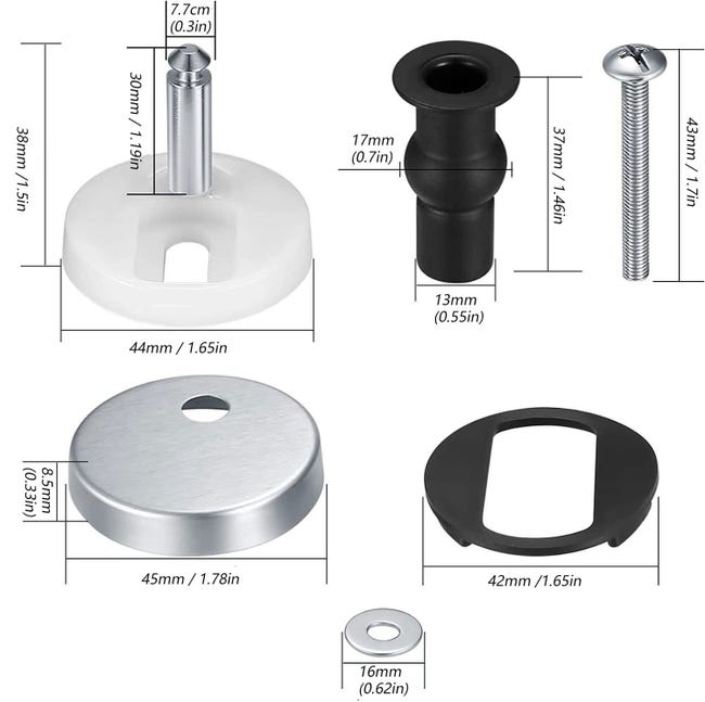 Kit di bulloni per sedile WC 2 pezzi, viti per cerniere, viti di espansione e fissaggi, viti per Kit di bulloni per sedile WC 2 pezzi, viti per cerniere, viti di espansione e fissaggi, viti per