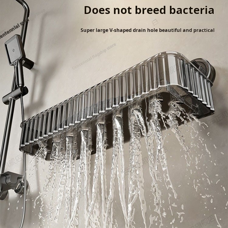 1 x Suporte de banheiro com ventosa, Suporte de armazenamento de parede, Sem perfuração, Adequado para armazenamento de cosméticos de banheiro, Cinza - 4