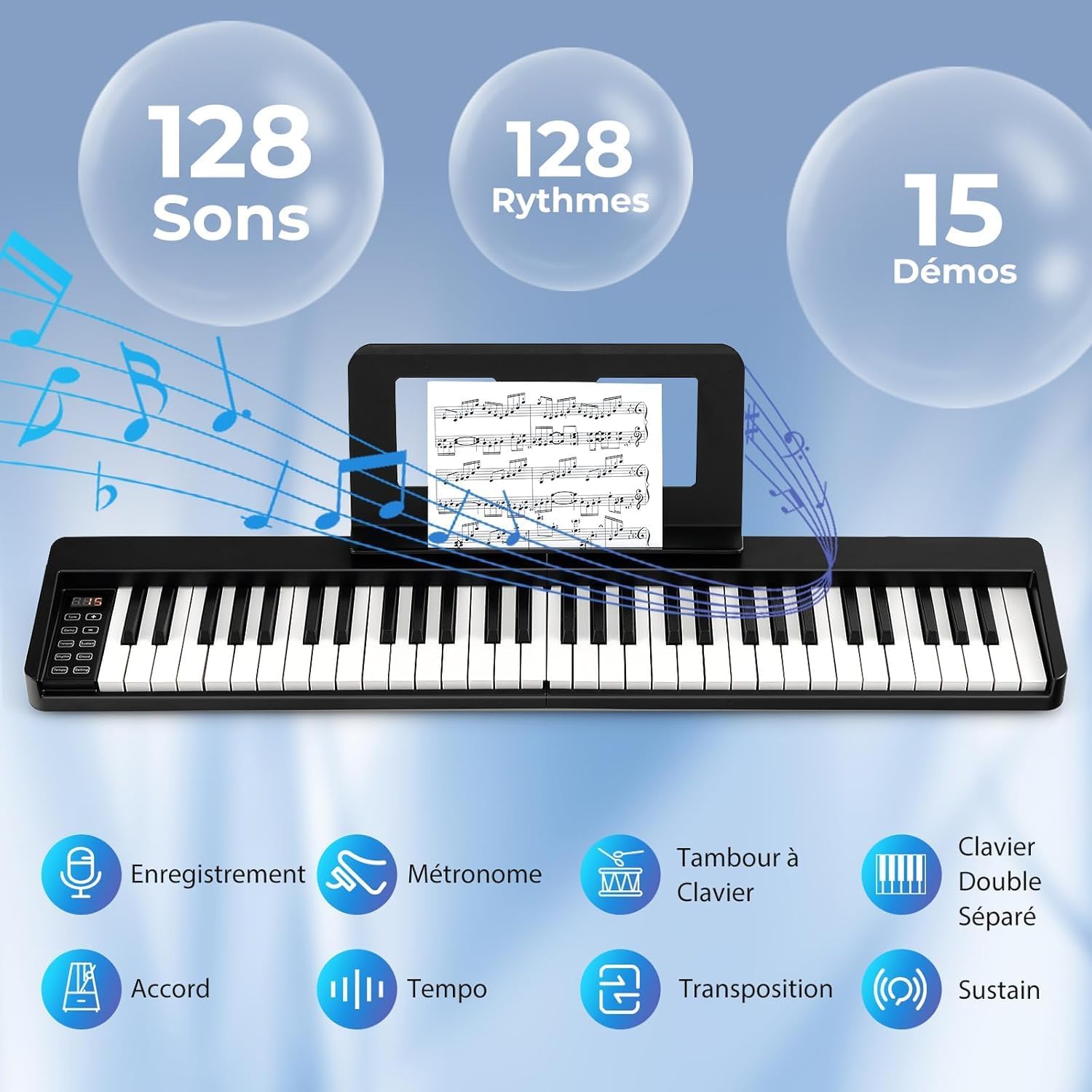 DREAMADE Piano Numérique 88 Touches avec Pédale, Clavier de Piano Électronique P