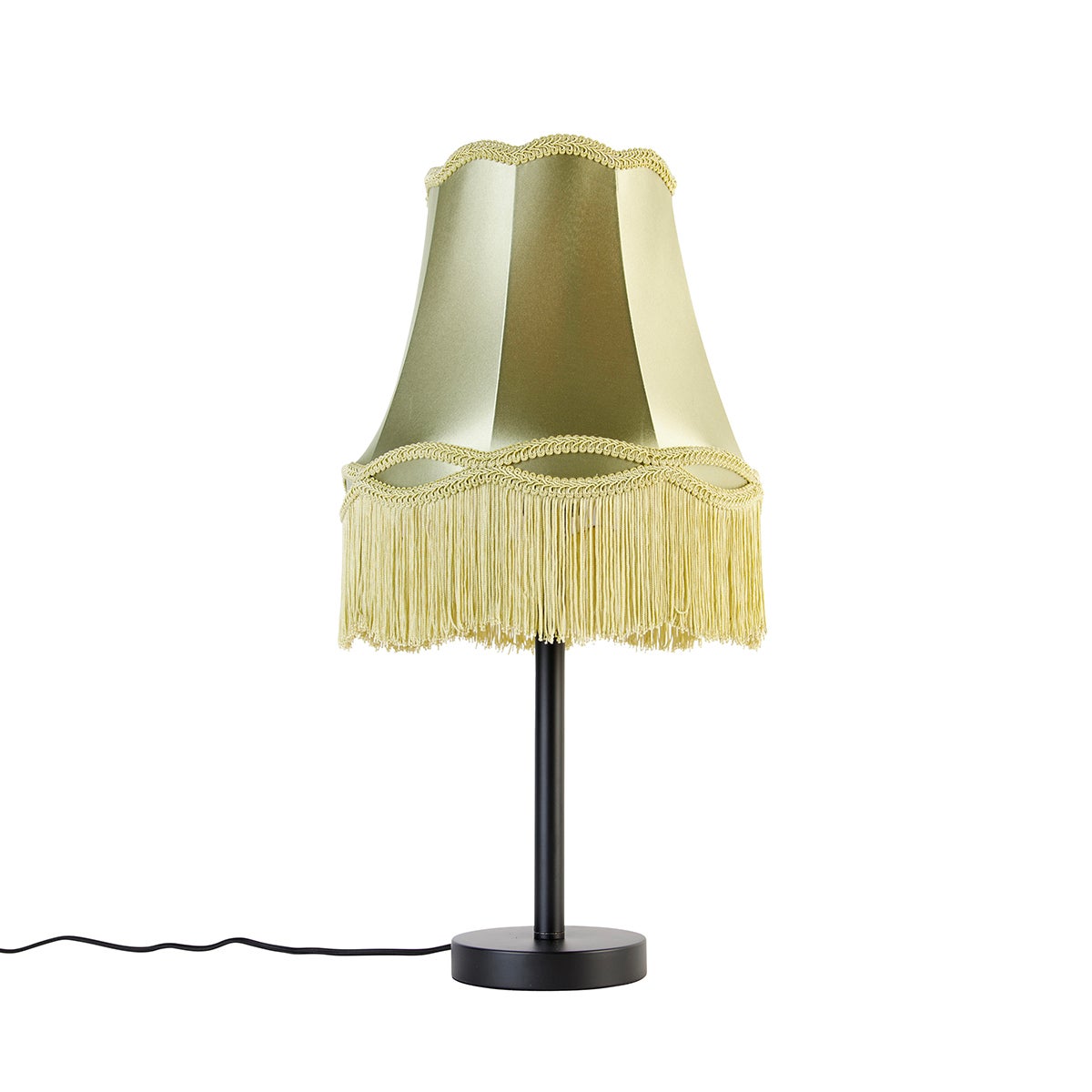 Klasyczna lampa stołowa czarna z abażurem w kolorze zielonym 30 cm - Simplo