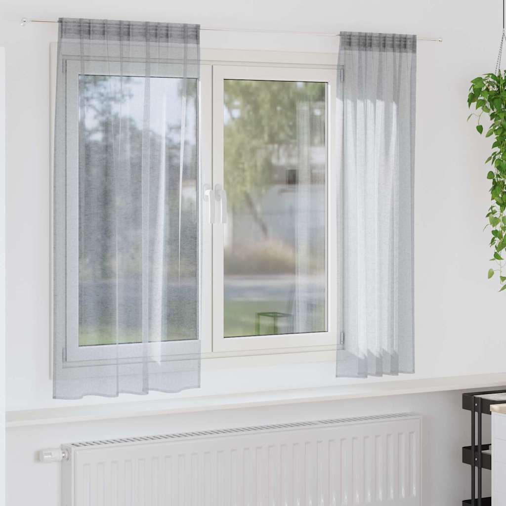 Firany Voile 2 pcs Ciemnoszary 175 x 140 cm Poliester vidaXL