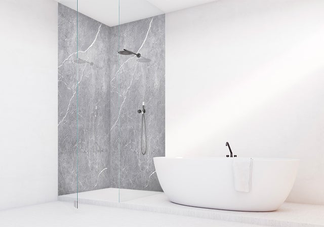 Panneau mural VIPANEL Rénovation rapide pour salle de bain, aragon gris brillant 100 x 255 cm, ep. 3 mm