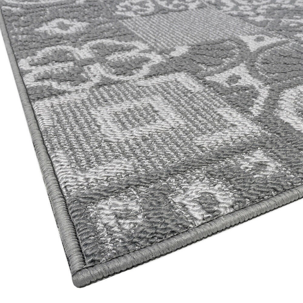 Tapete De Cozinha 57x230 cm Textura 3D Antiderrapante Lavável Azulejo Majólica Cinza - 2