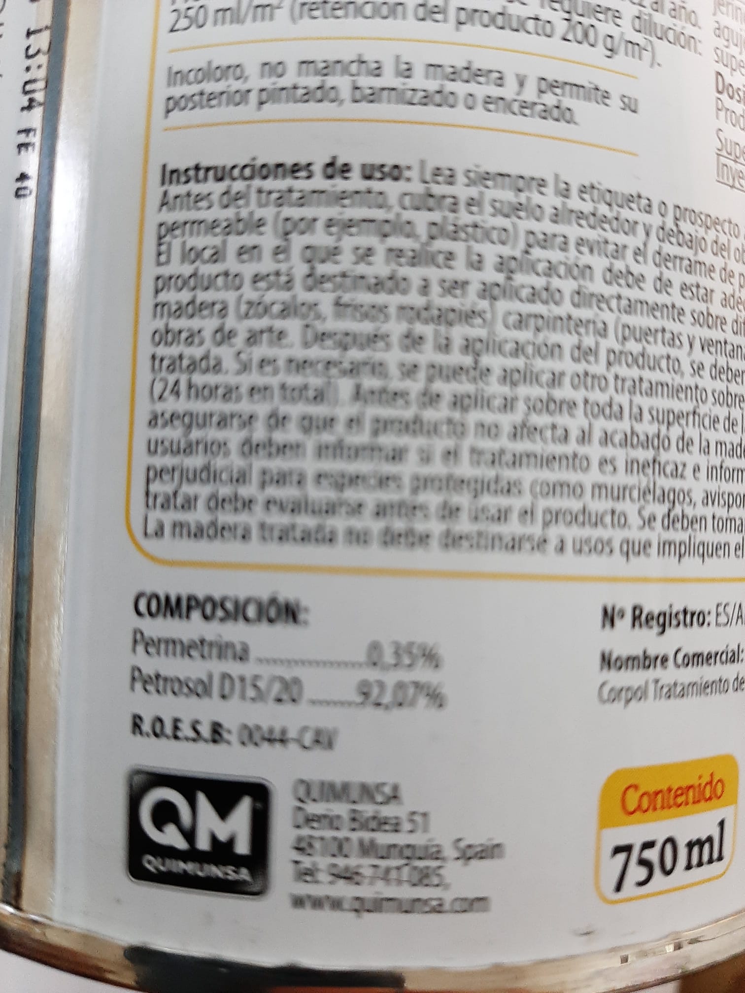 Corpol Matacarcoma 750 ml.Protector Madera Mata Carcoma, Termita y Tratamiento Anti Polillas - 3