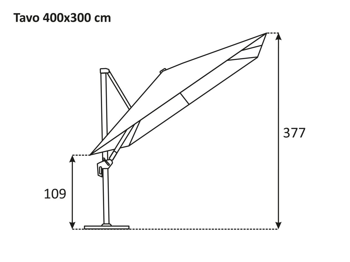 Parasol déporté Schneider Tavo naturel, 400 x 300 cm – rotatif 360°, inclinable, avec housse et support pour dalles - 9