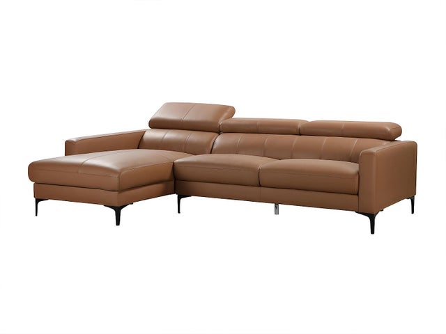 Canapé d'angle gauche en Cuir Véritable Marc 5 Places marron foncé