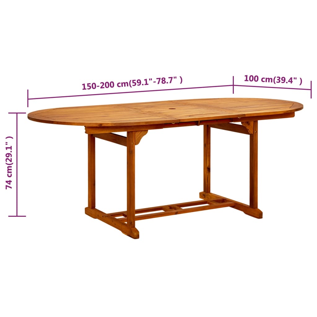 Table de jardin extensible rectangulaire en Bois Marron 6 places - 9