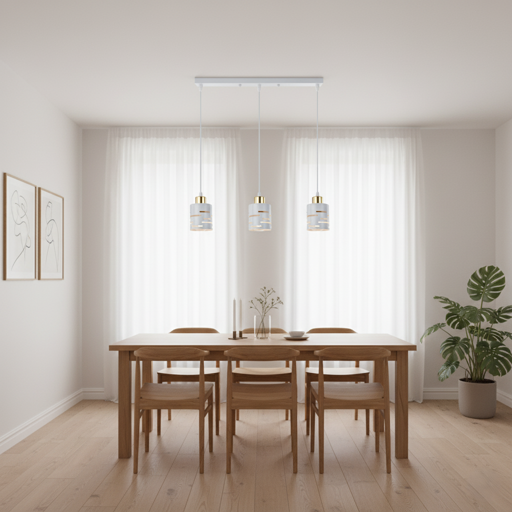 Lampa wisząca sufitowa 3x E27 LED Elen IP20 100cm żyrandol biała złota MasterLED - 4