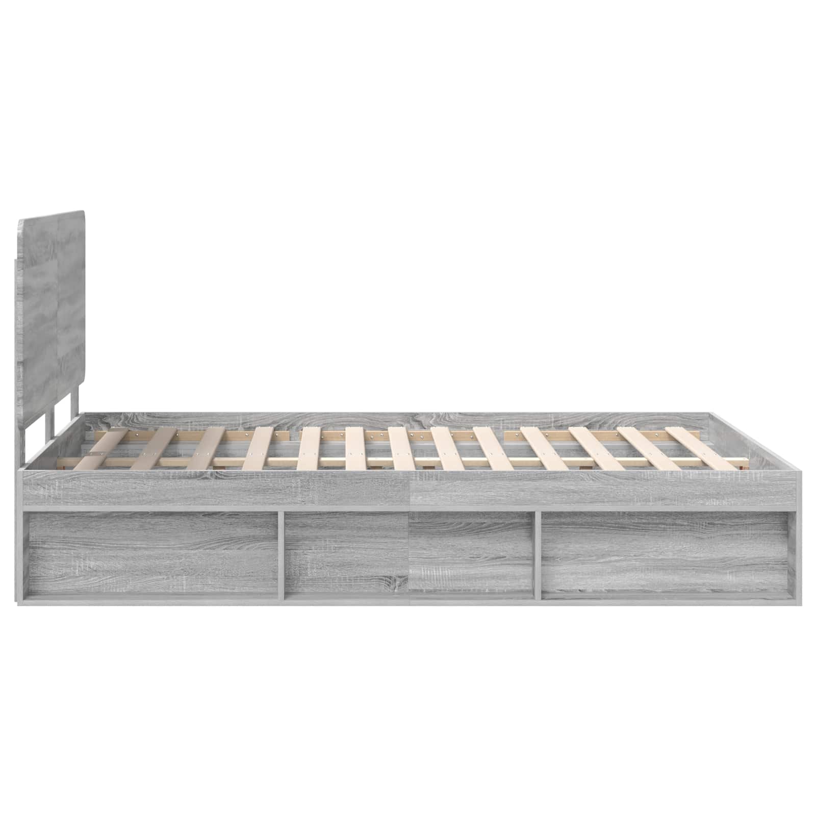 Cadre de lit gris en bois de pin massif pour la chambre, 160 × 200 cm - 8