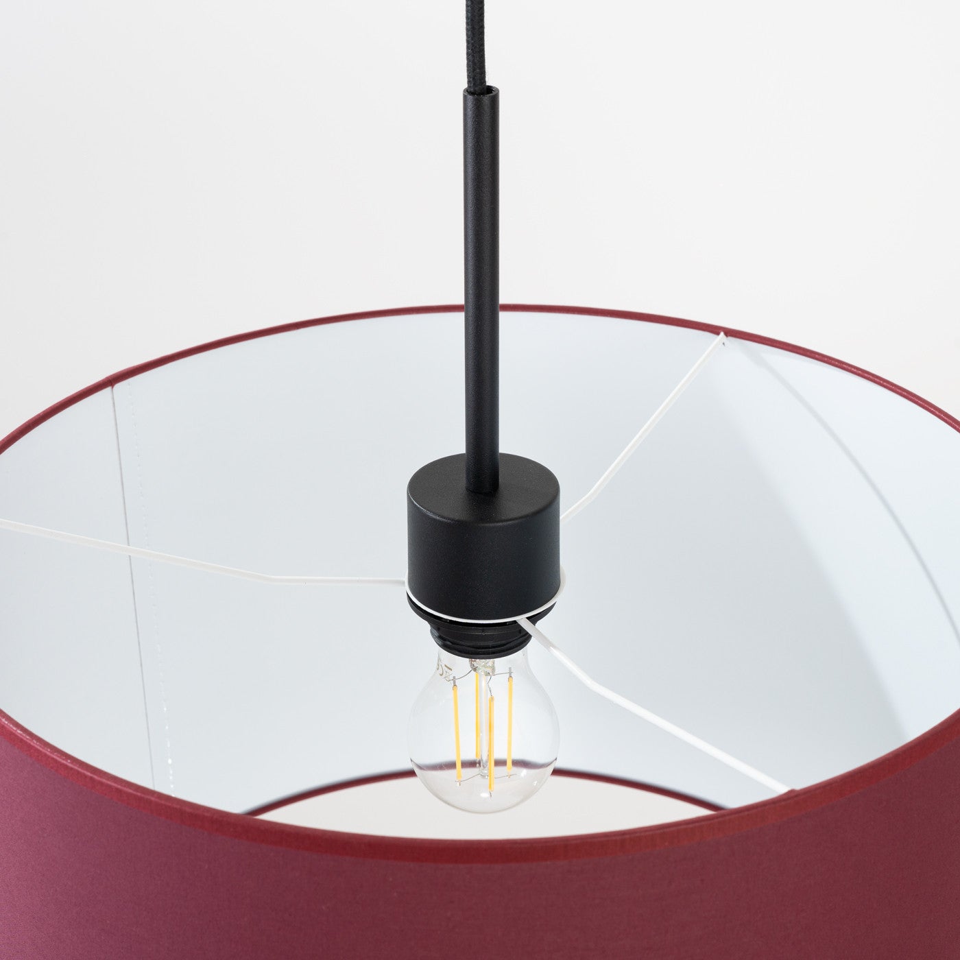 Lampa sufitowa z abażurem NEVIA burgondowo-czarna 1xE27x40W tkanina wym:137x40x40cm IP20 Sollux Lighting - 6